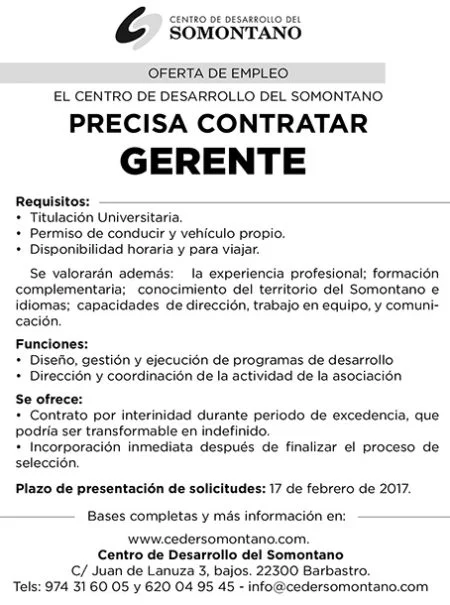 Ejemplo de Oferta de Empleo